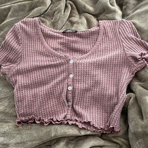 Lettuce Trim Waffle Knit Tee